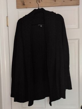 INC International Concepts Black Open-Front Shawl Collar Cardigan